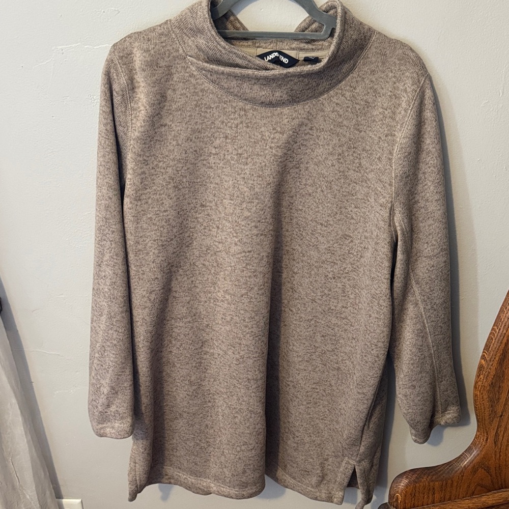 Lands' End Women's Taupe Cowl Neck Sweater Tunic